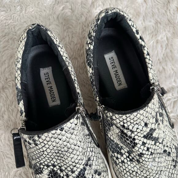 Steve Madden Womens 10 Slip On Snakeskin Leather Sneakers Zipper - Picture 6 of 8